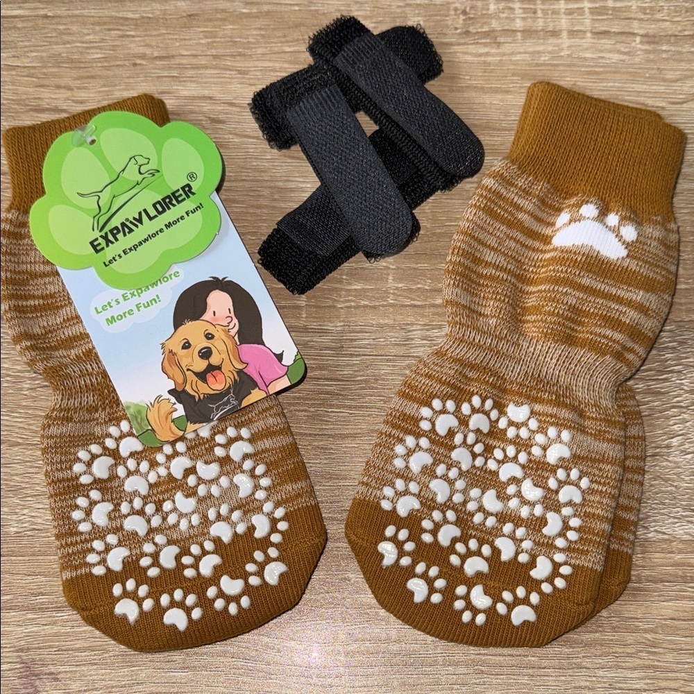 Brown Dog Paw Grip Socks no chew safety no slip indoor or outdoor xl doggie NEW